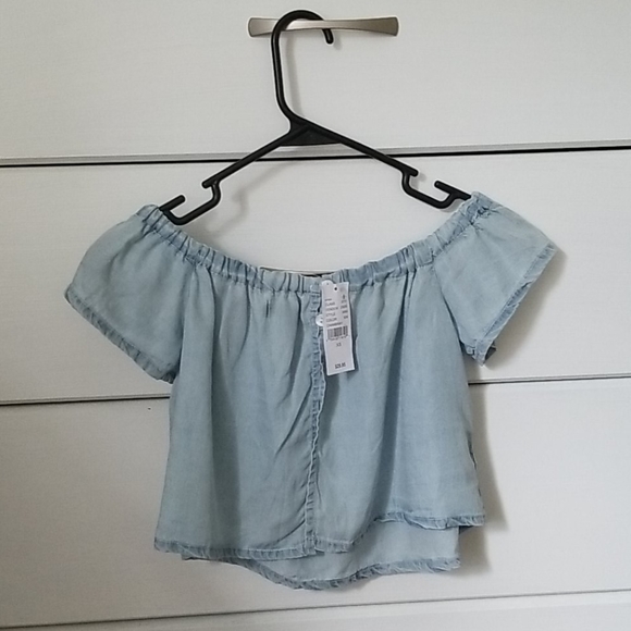 PACSUN Chambray Crop Top - Picture 2 of 3